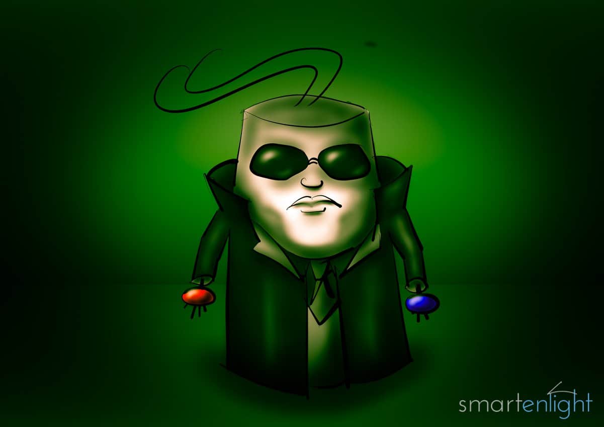 Drawing of GoogleHome Morpheus giving you the choice.