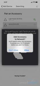 Screenshot of Nanoleaf App - add the Aurora to your WiFi