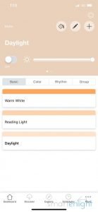 Screenshot of Nanoleaf App Dashboard - Basic Scenes