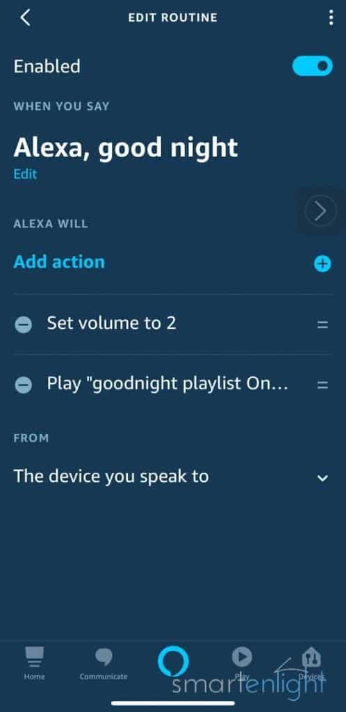 Screenshot Alexa App - Good Night Routine