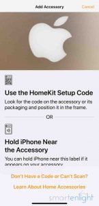 Screenshot of Home App - Scan the HomeKit Code