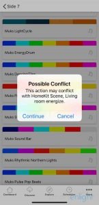Screenshot of Nanoleaf App - Possible Conflict