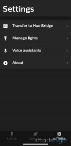 Screenshot of the Philips Hue Bluetooth app