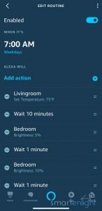 Screenshot of our Our Alexa Good-morning Routine Screen 1