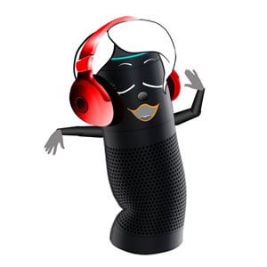 Alexa Music Commands: Amazon Alexa with headsets dancing to music
