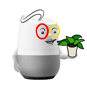 Google Home holding a plant