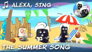 Google, Siri and Alexa playing the Alexa's Summer Song at the beach