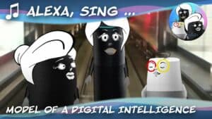 Siri, Alexa and Google singing model of a digital intelligence